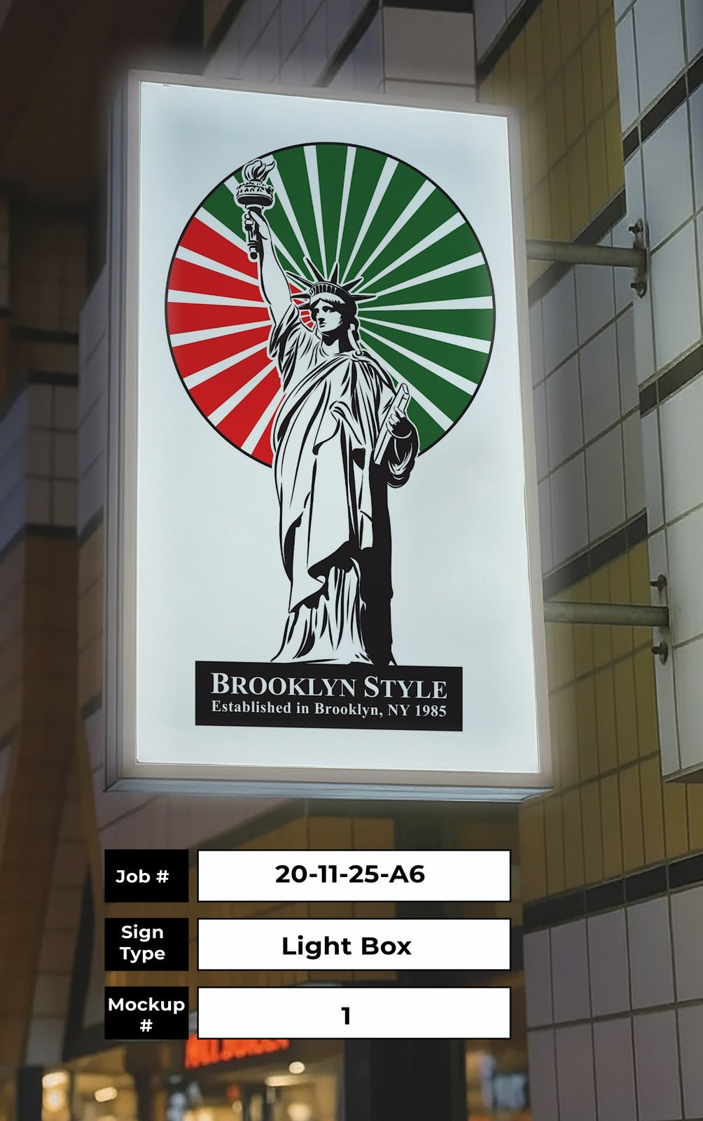 Brooklyns Style Lightbox Sign