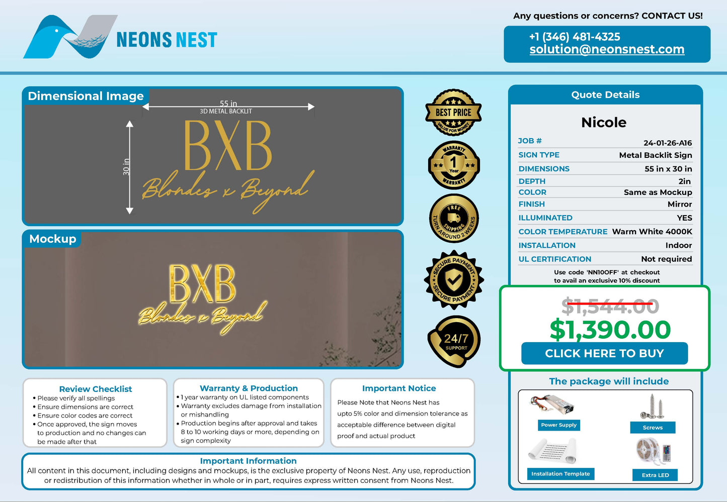 BxB. Blondes x beyond 3D Metal Backlit