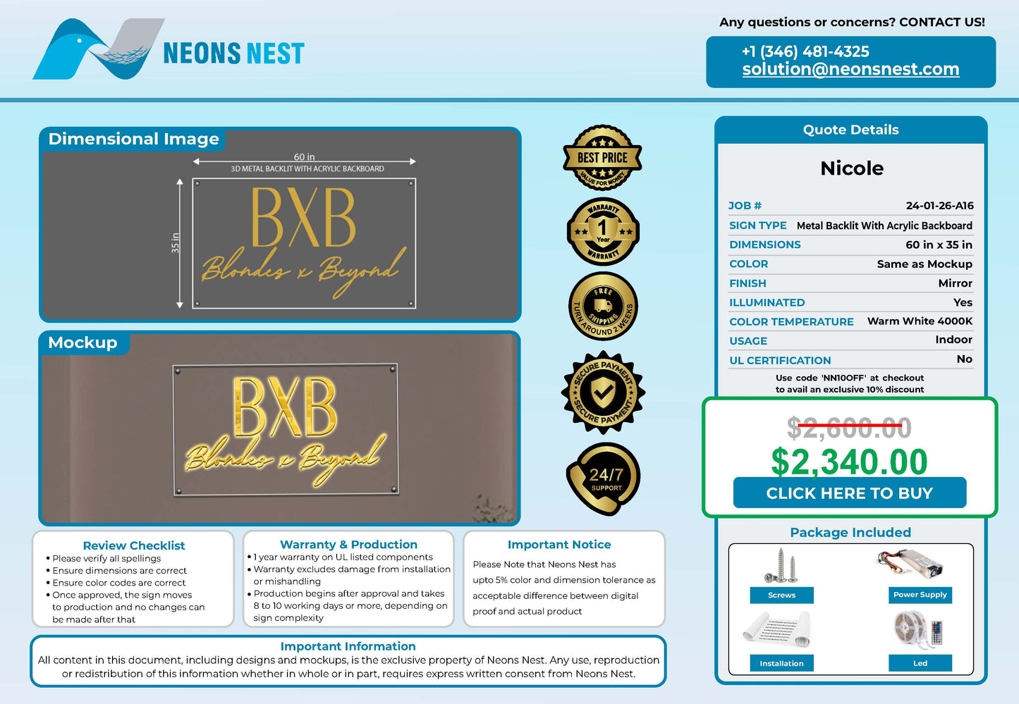 BxB. Blondes x beyond 3D Metal Backlit