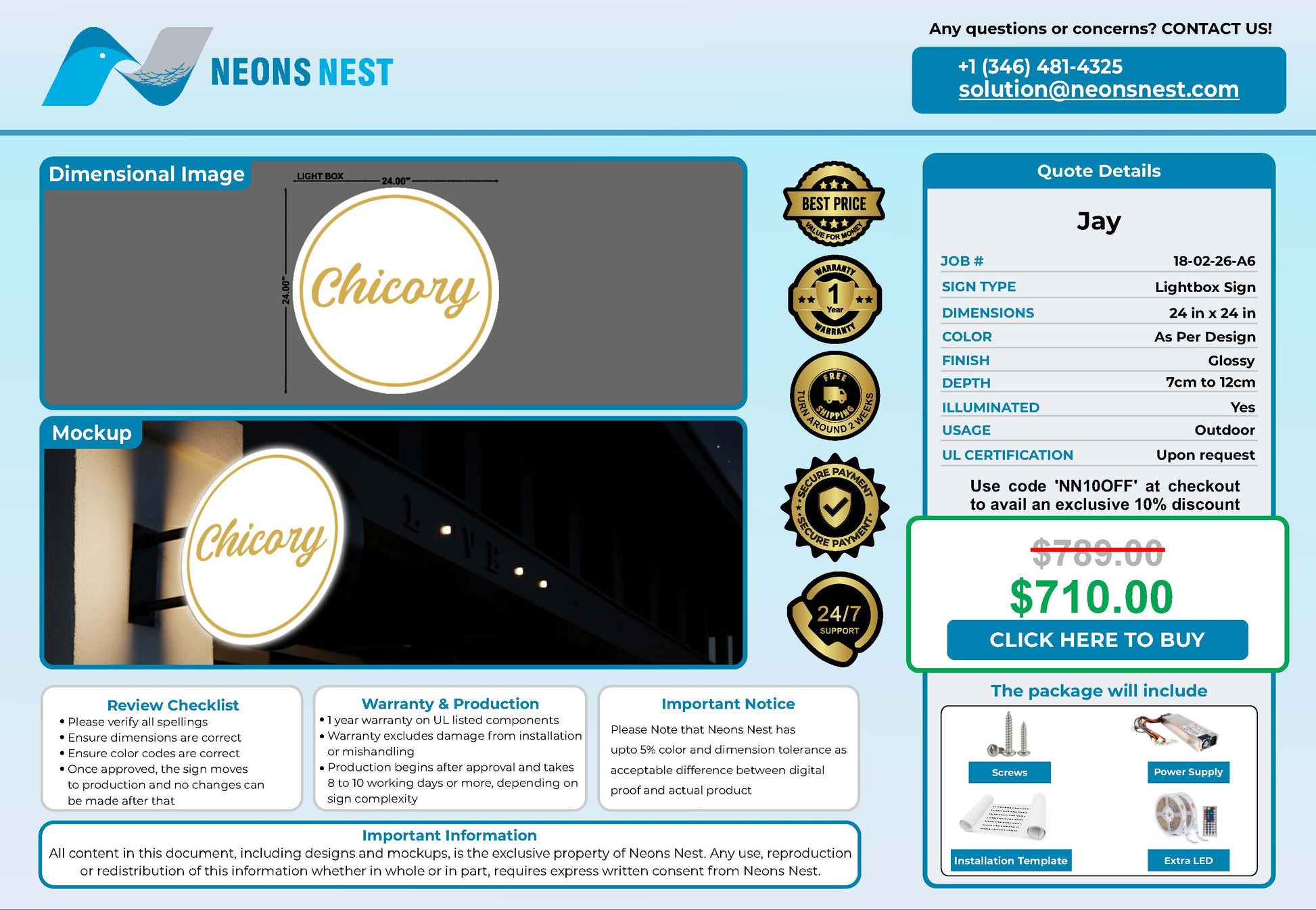 Chicory Lightbox Sign - Neonsnest.com