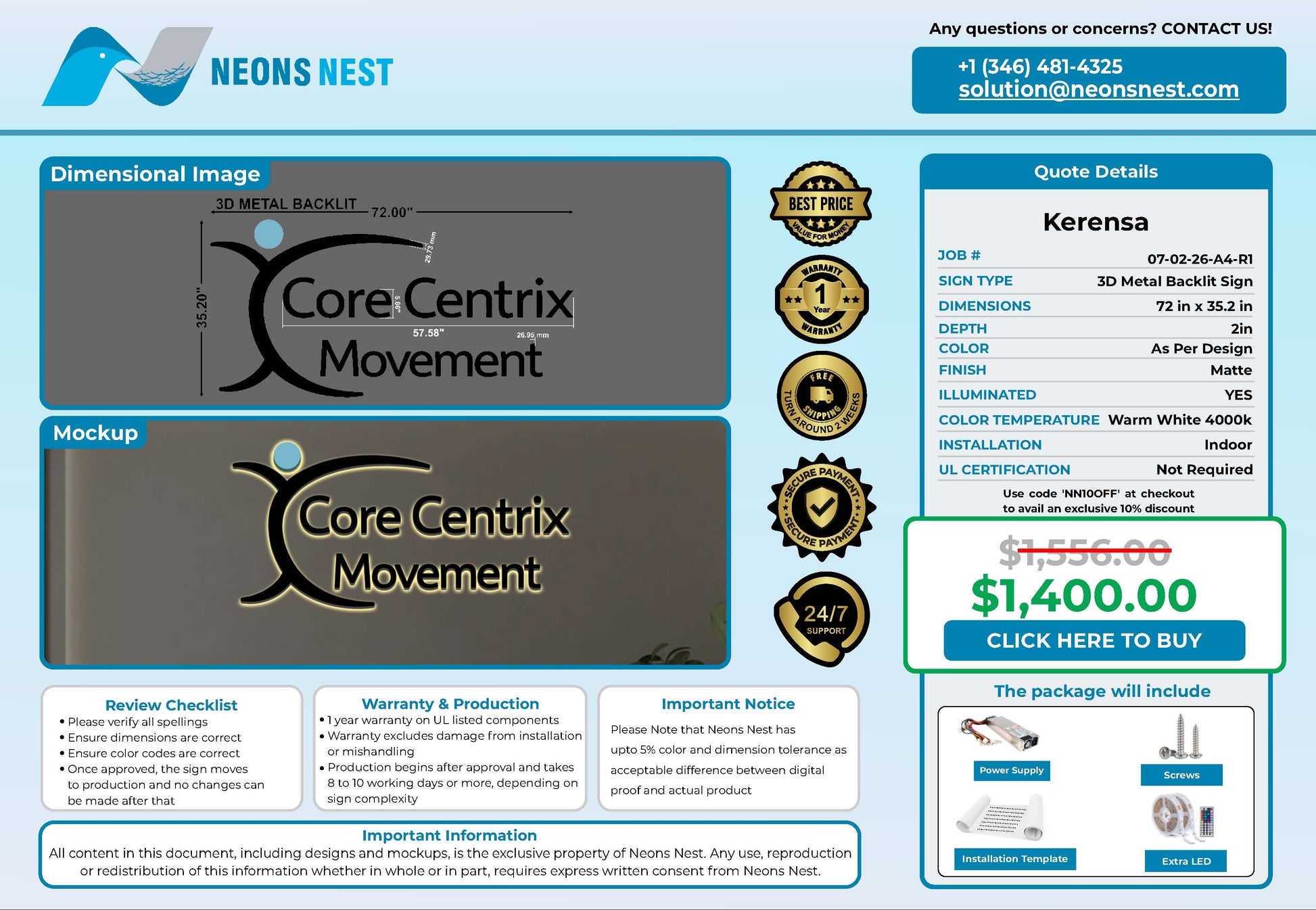 Core Centrix movement 3D Metal Backlit Sign - Neonsnest.com