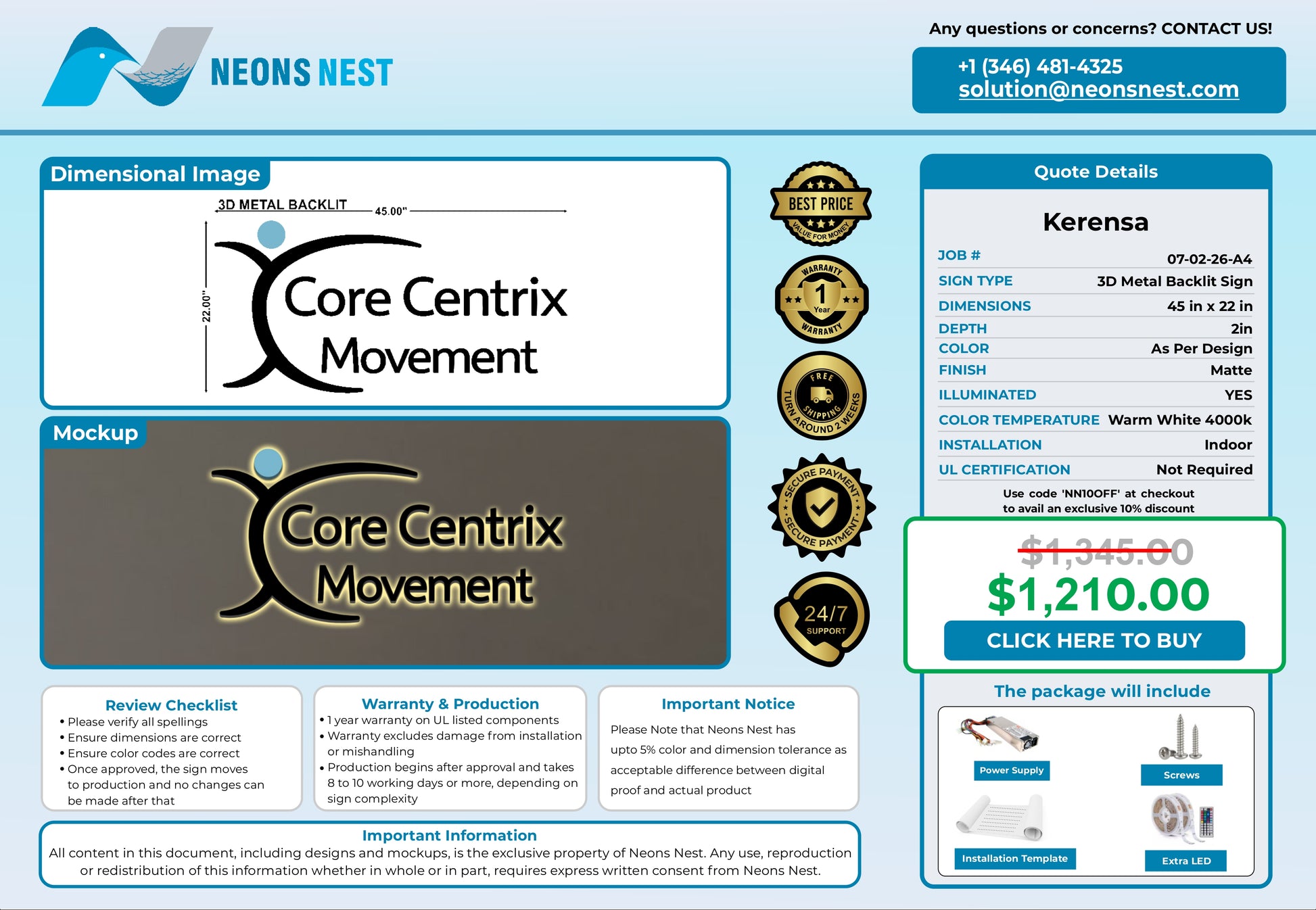 Core Centrix movement 3D Metal Back-Lit - Neonsnest.com