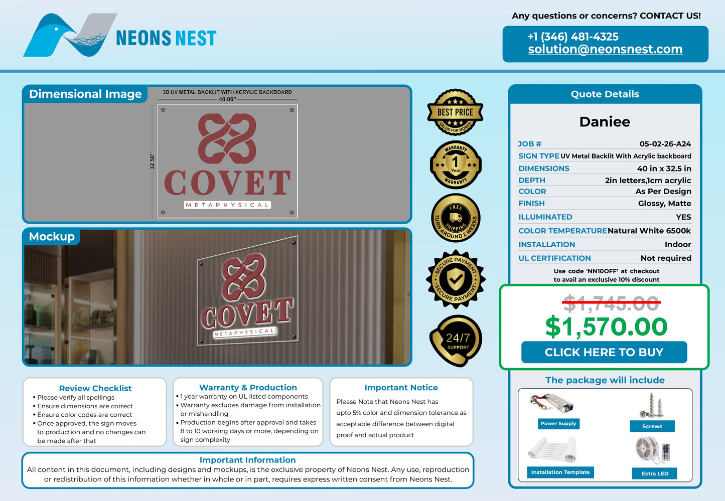 Covet Metaphysical 3D Metal Back-Lit