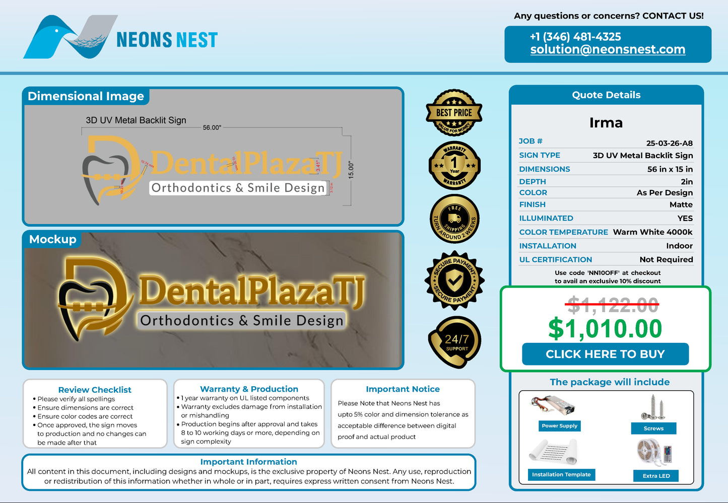 Dentalplazatj.com 3D Metal Back-Lit - Neonsnest.com