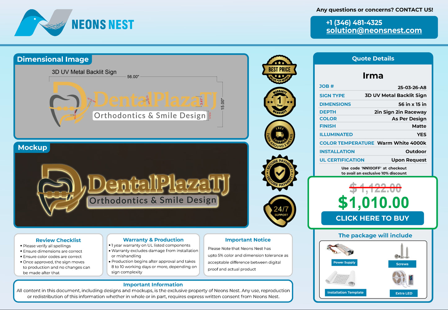 Dentalplazatj.com 3D Metal Back-Lit - Neonsnest.com