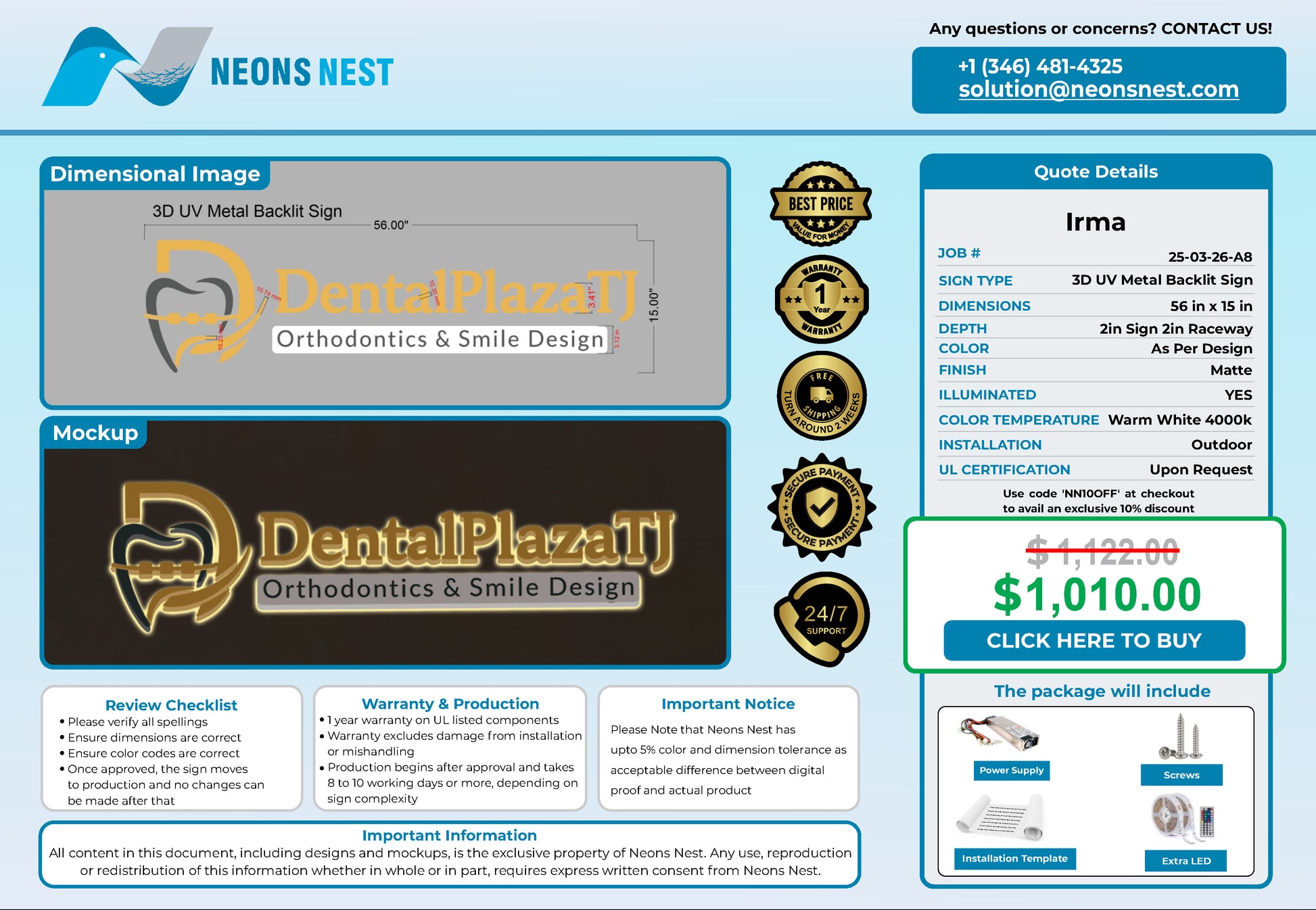 Dentalplazatj.com 3D Metal Back-Lit - Neonsnest.com