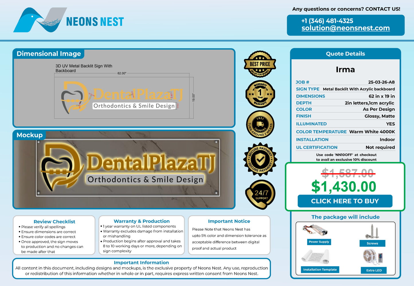 Dentalplazatj.com 3D Metal Back-Lit - Neonsnest.com