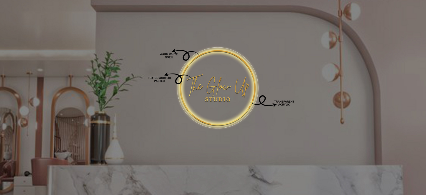 The Glow Up Studio Round Acrylic Sign