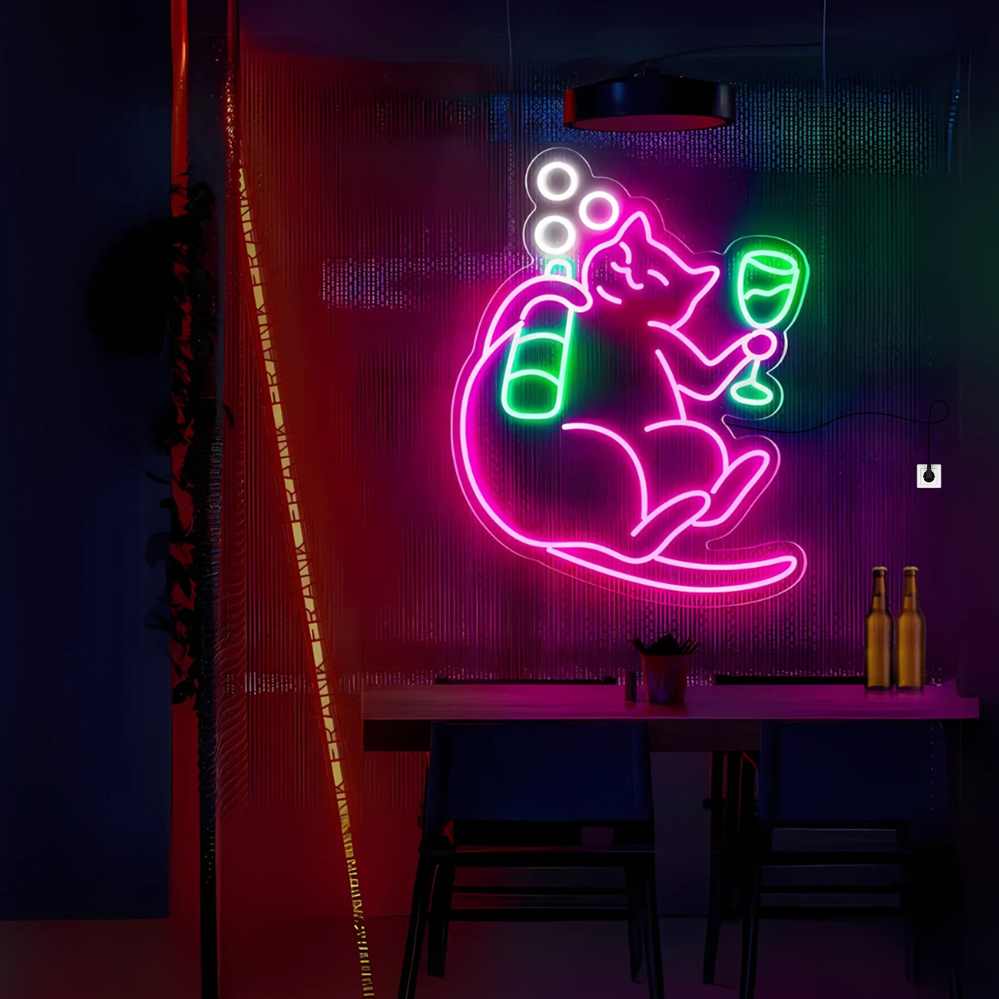 Drinking Cat Neon Sign 