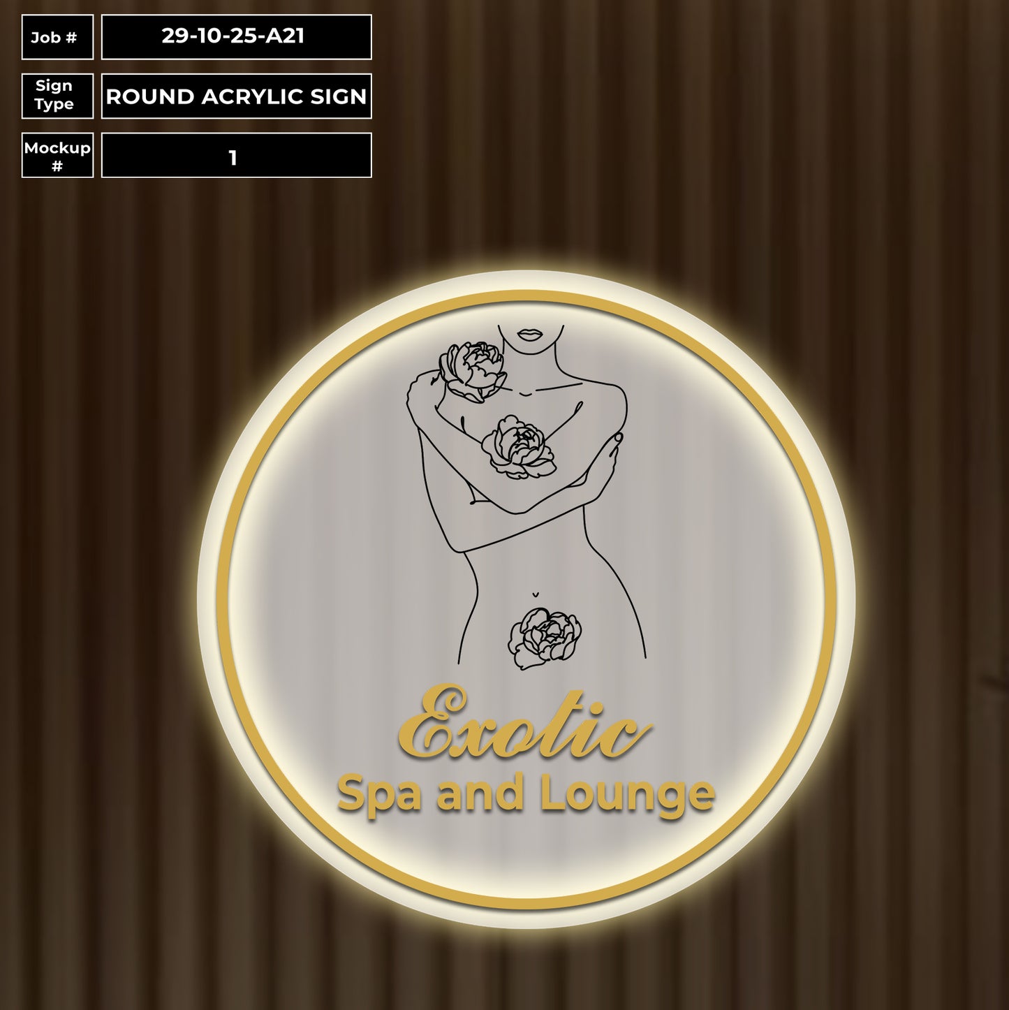 Round Acrylic Sign for Exotic Spa & Lounge