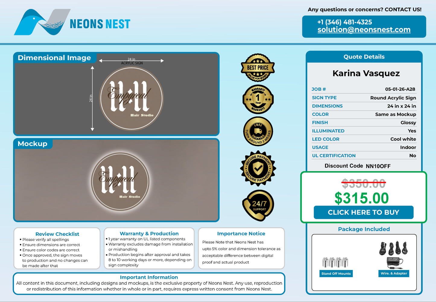 11:11 Empyreal Studio Round Acrylic Sign - Neonsnest.com