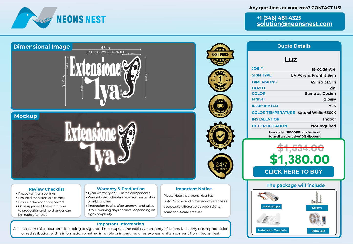 Extension eslyas 3D Frontlit & Backlit - Neonsnest.com