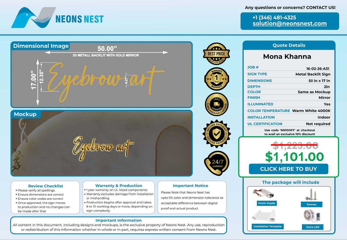 Eyebrow art 3D Frontlit & Backlit - Neonsnest.com
