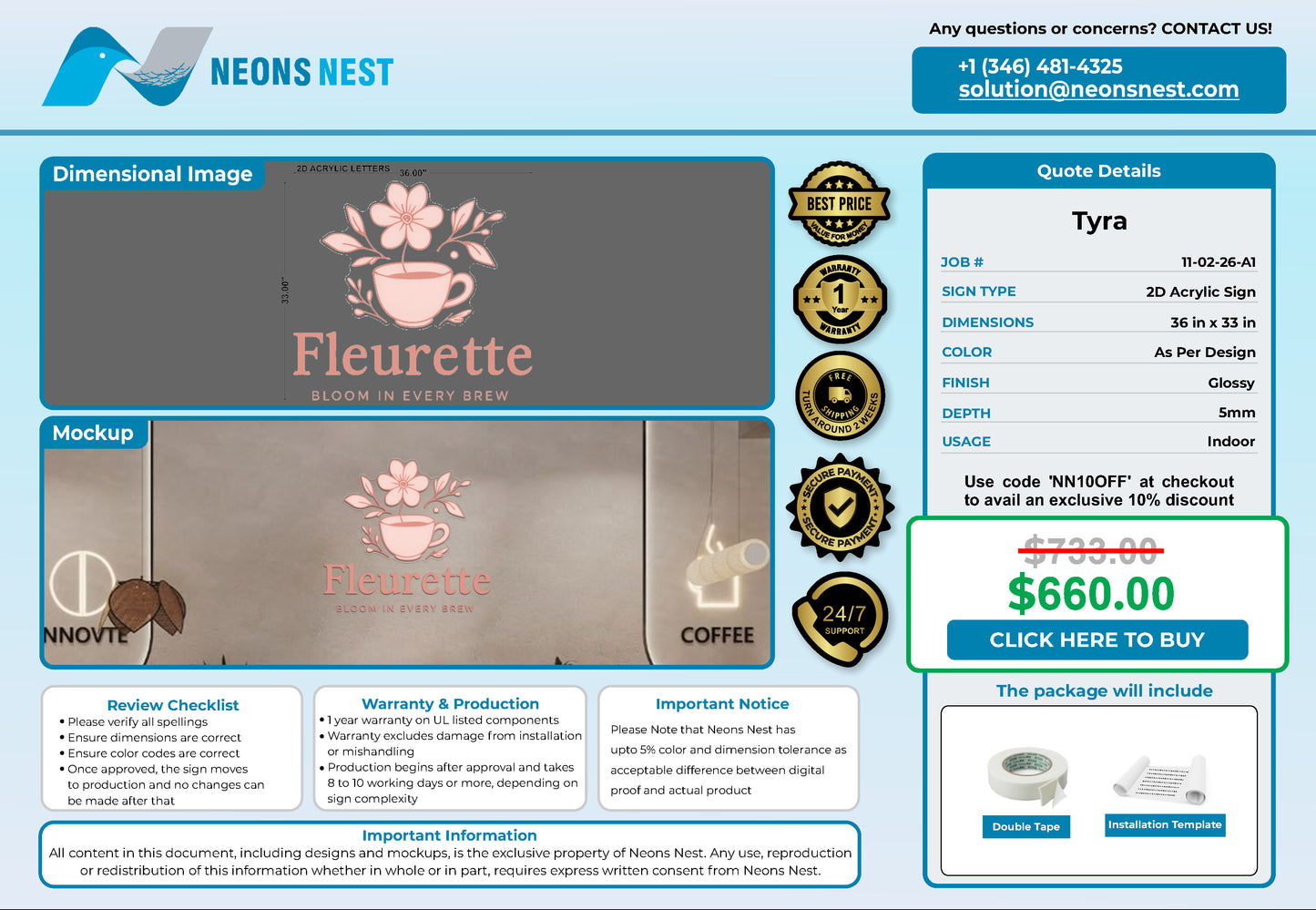 Fleurette 2D Acrylic Letters