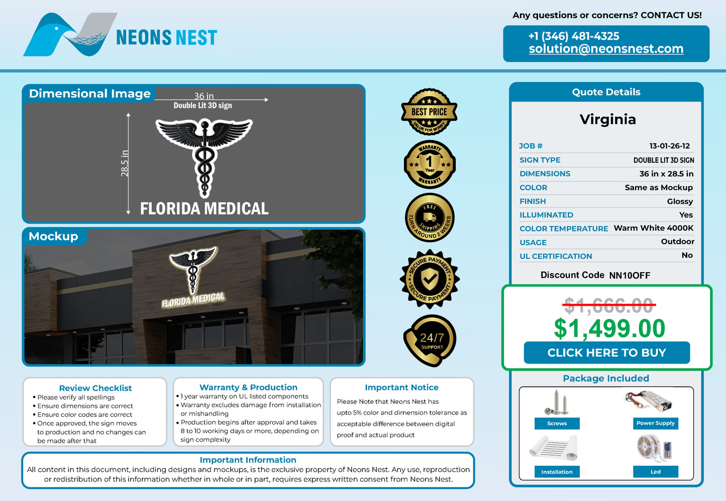 Florida Medical Double Lit Sign