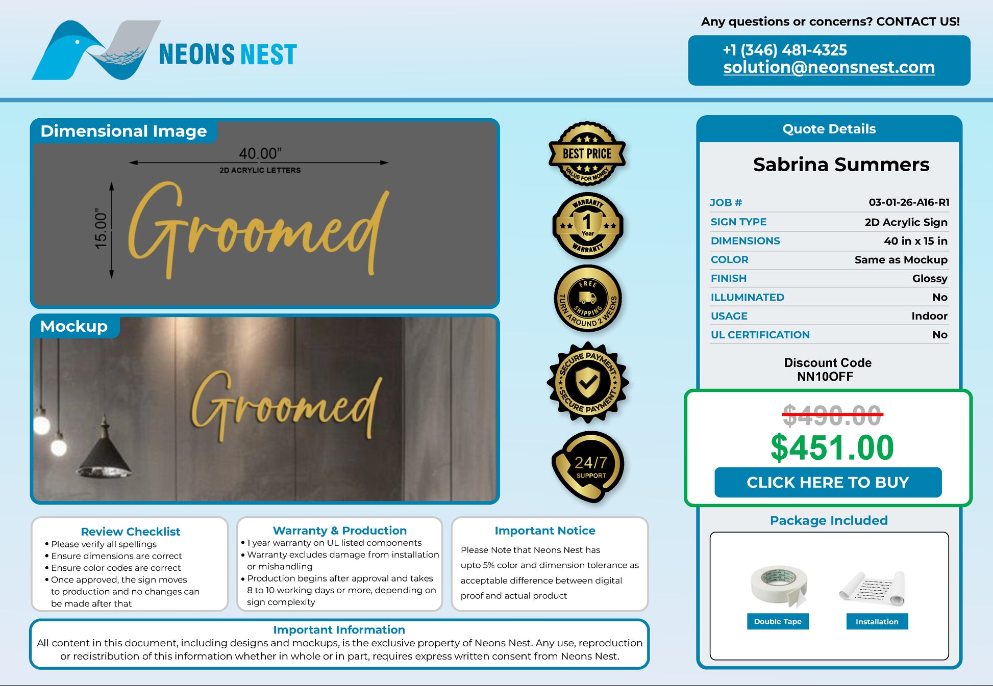 Groomed Non-lit Sign - Neonsnest.com