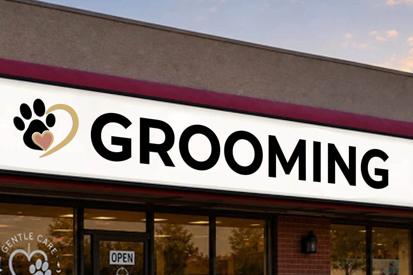 Golden Heart grooming (2D Acrylic letter sign, Vinyl Sign and Round Acrylic Sign)