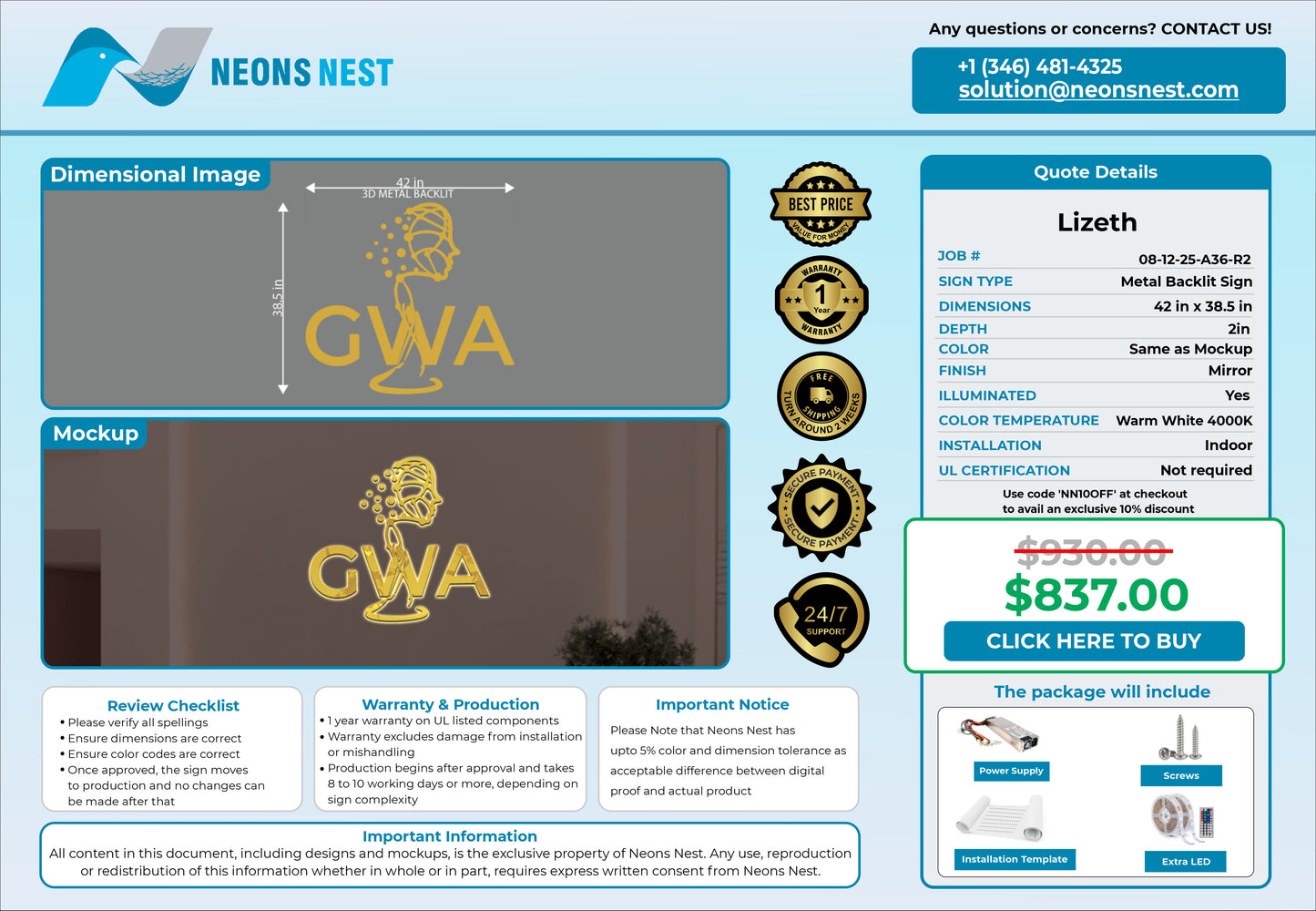 GWA 3D Metal Backlit Sign v_1