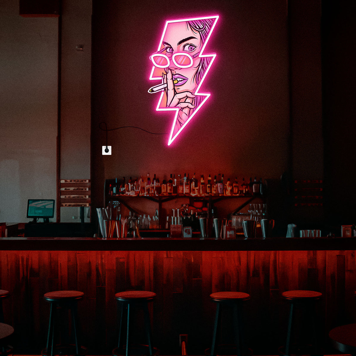 Girl Smoking UV Neon Sign