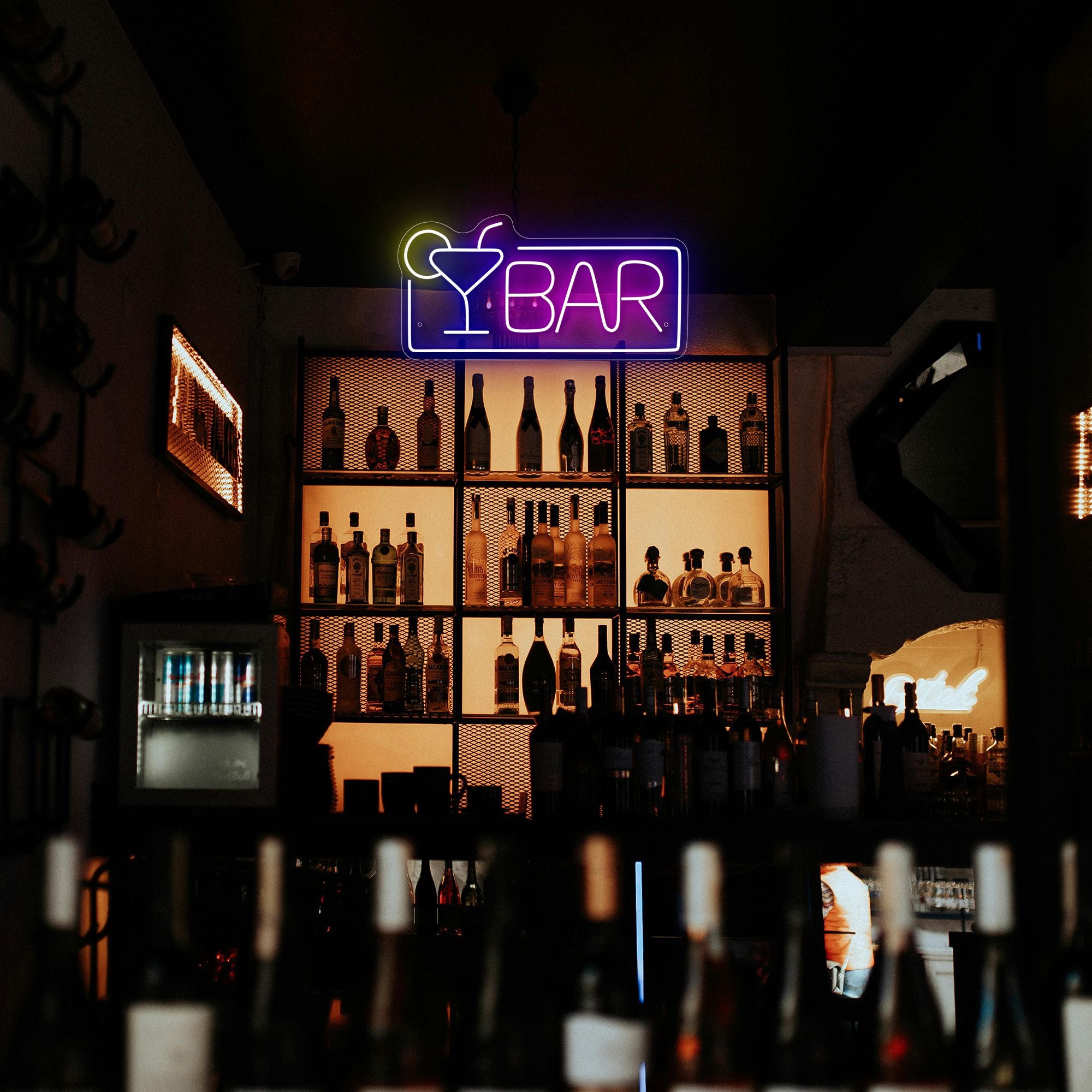 Glass Cocktail Bar Sign Neon Wall