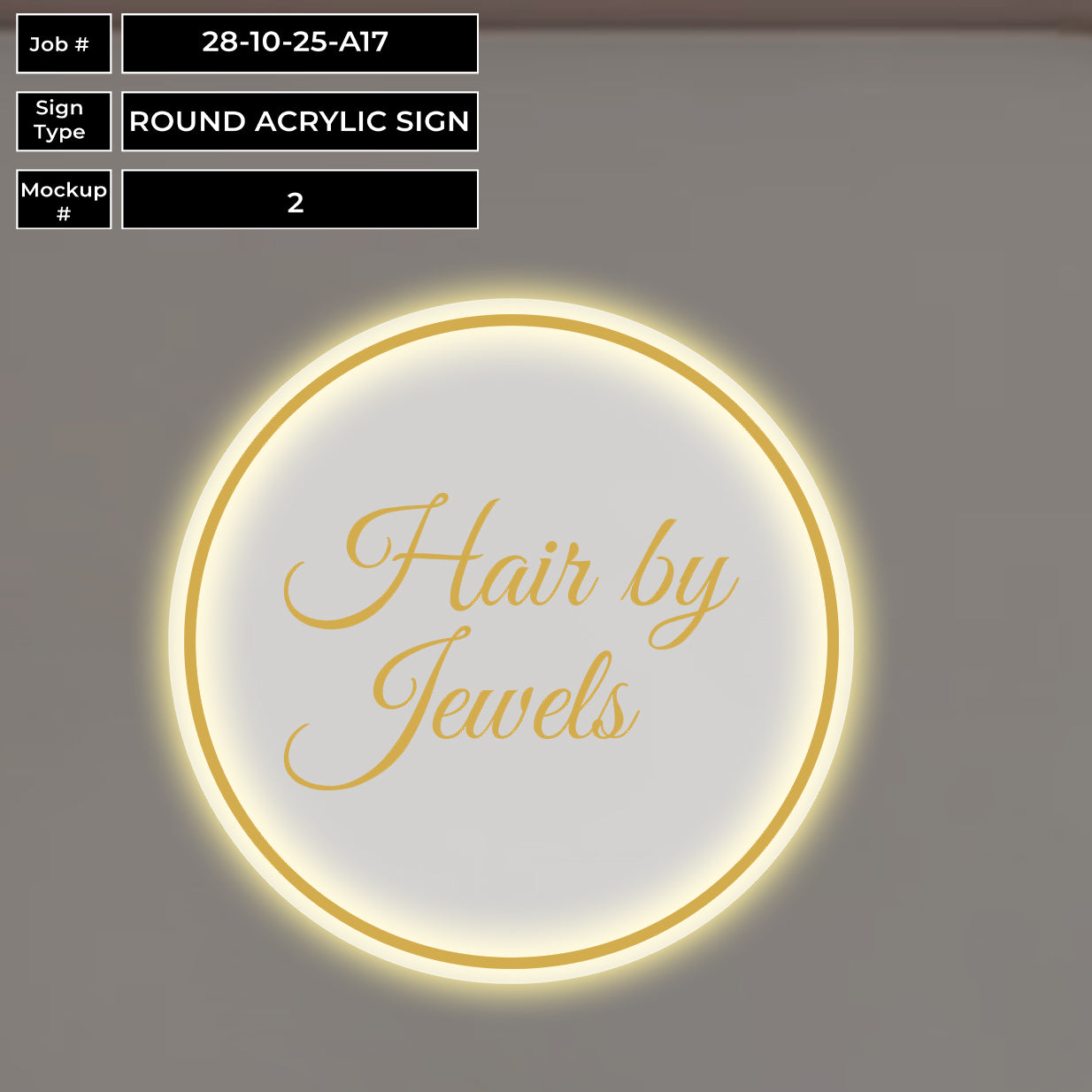 Hair by Jewels Round Acrylic Sign