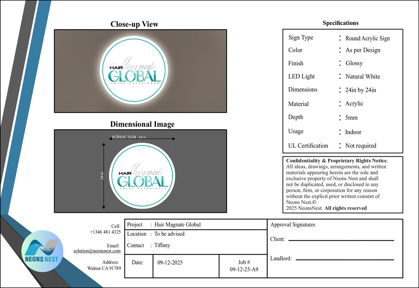 Hair Magnate Global Round Acrylic Sign - Neonsnest.com