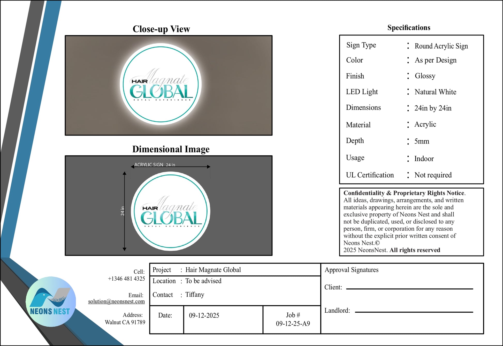 Hair Magnate Global Round Acrylic Sign - Neonsnest.com