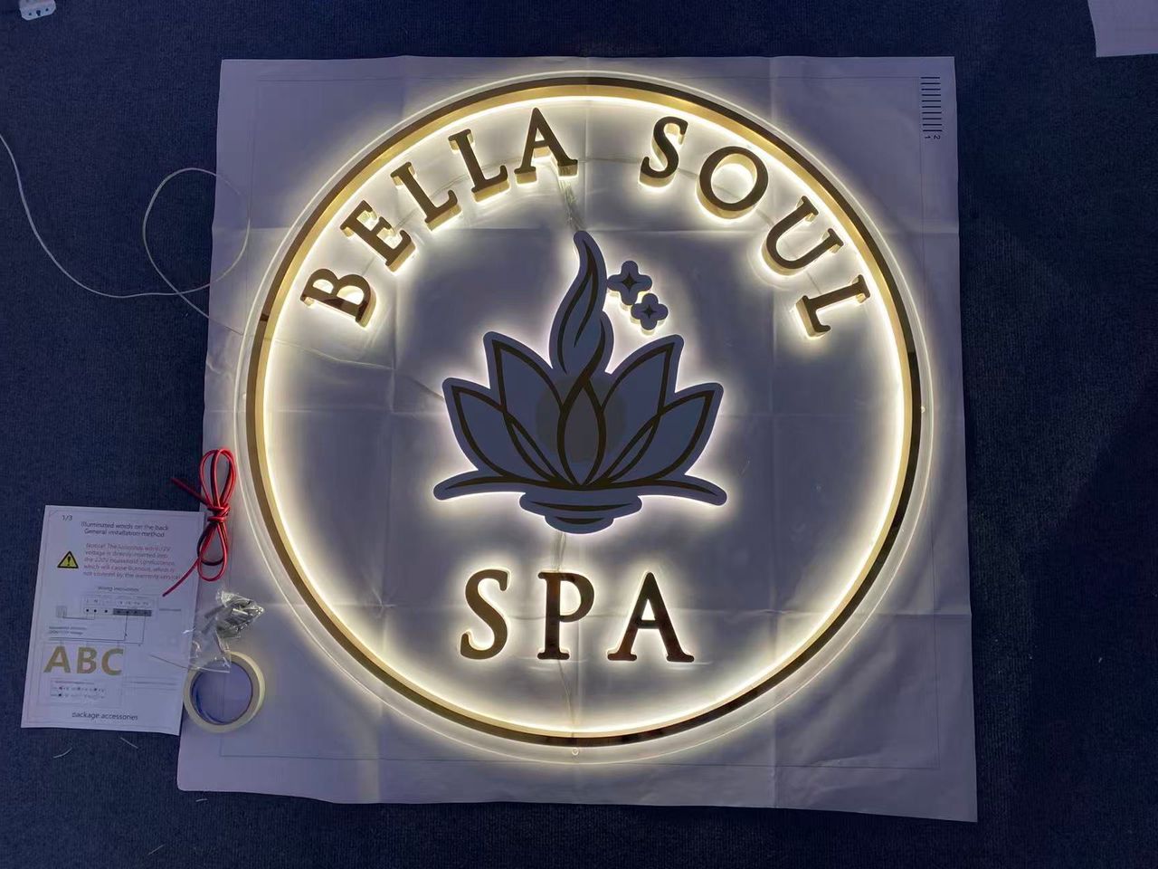 3D Metal Backlit Sign for Bella Soul Spa