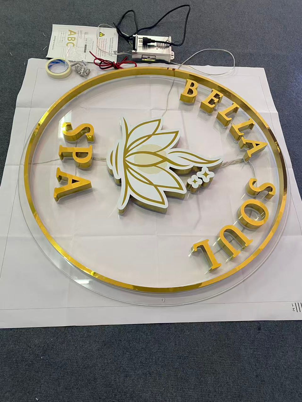 3D Metal Backlit Sign for Bella Soul Spa