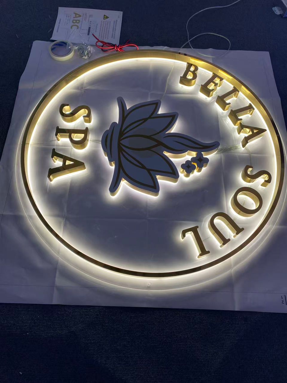 3D Metal Backlit Sign for Bella Soul Spa