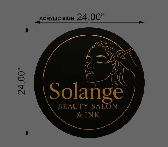 Glamorous Brows and Beauty Studio | Solange Beauty Salon & Ink Round Acrylic Sign