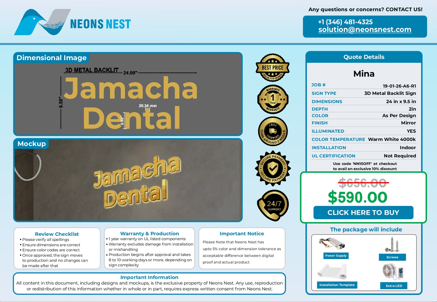 3D Metal Backlit Sign-Jamacha Dental - Neonsnest.com