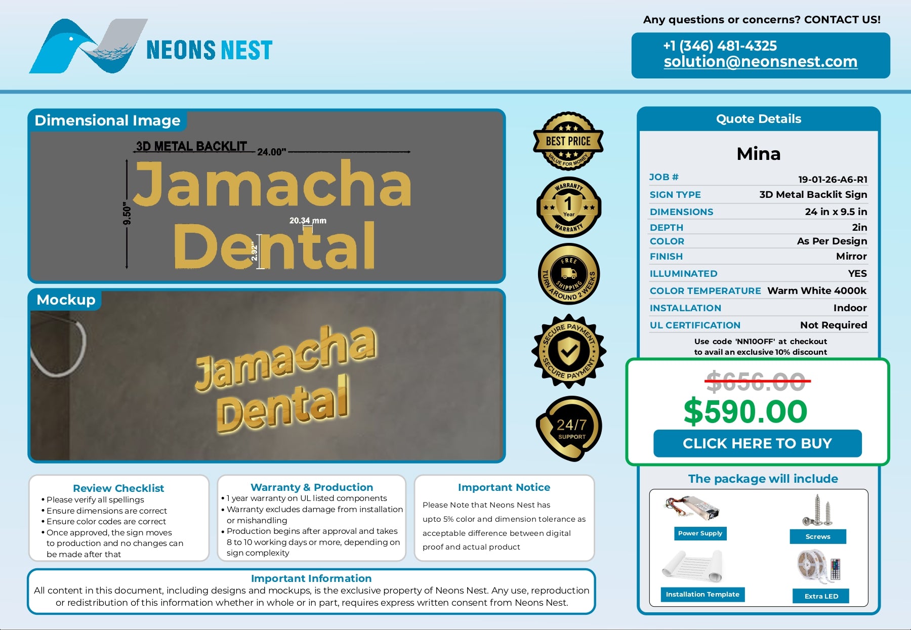 3D Metal Backlit Sign-Jamacha Dental - Neonsnest.com