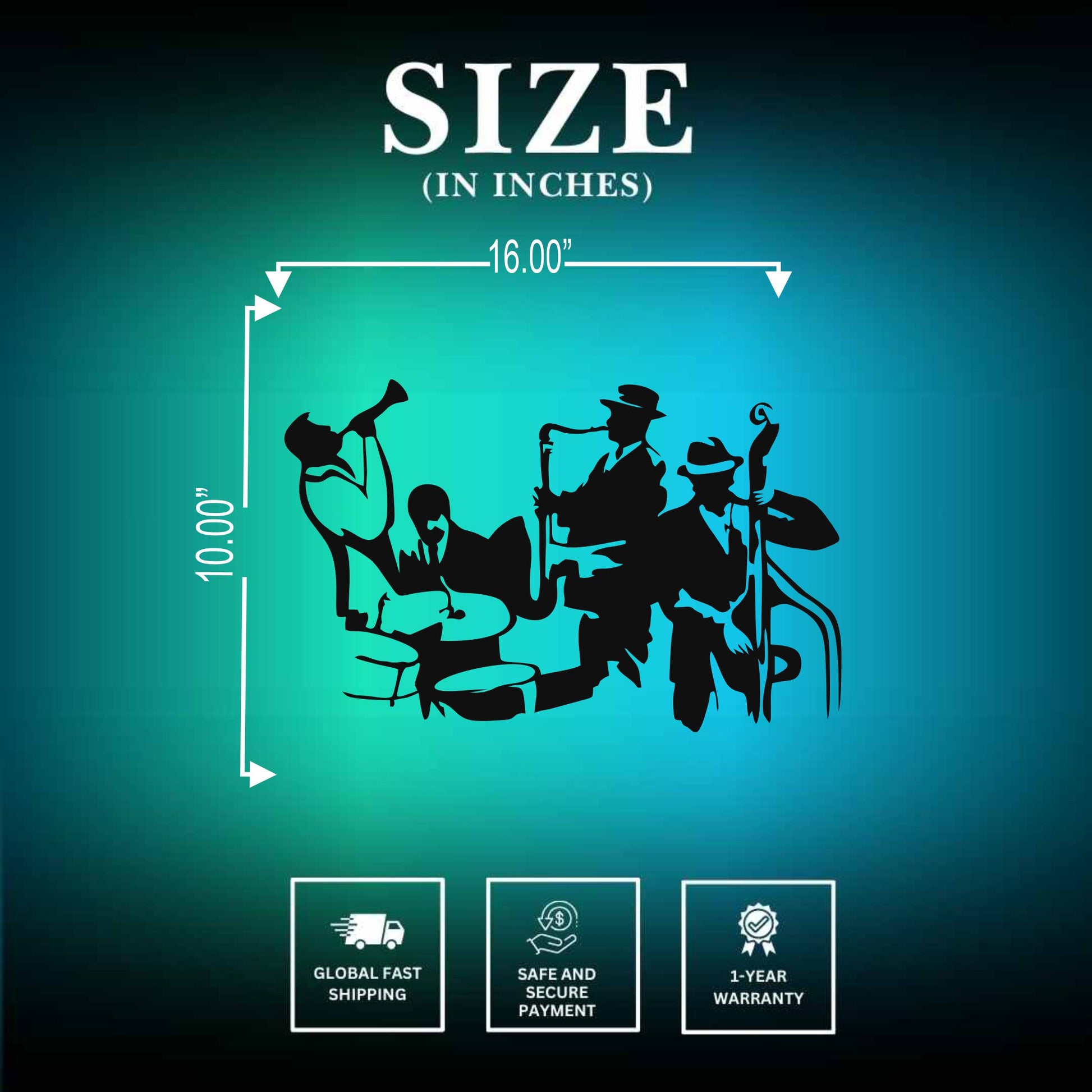 Jazz Band Wall Decor Size
