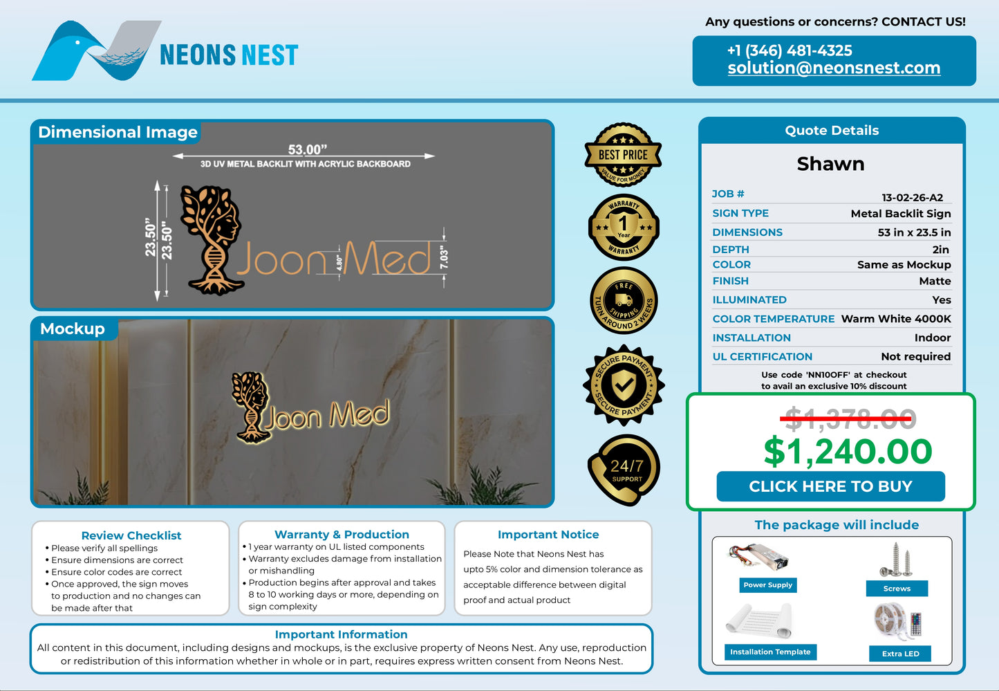 Joon Med 3D Metal Back-Lit - Neonsnest.com