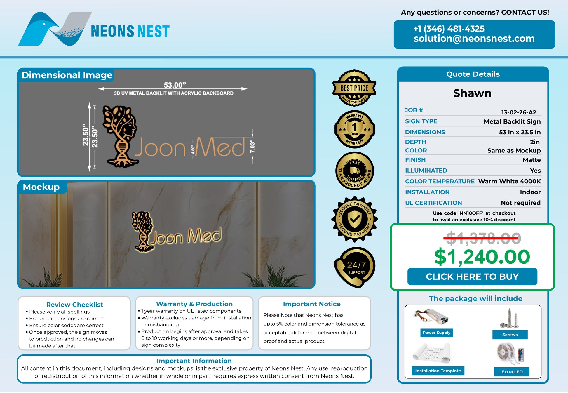 Joon Med 3D Metal Back-Lit - Neonsnest.com