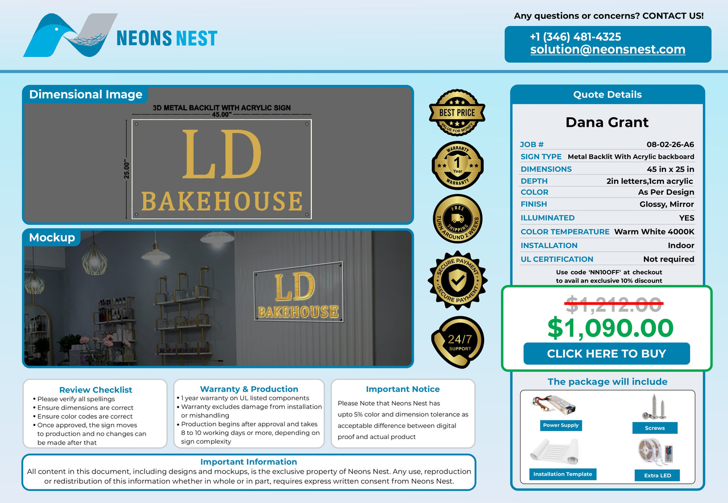 LD Bakehouse 3D Metal Back-Lit - Neonsnest.com
