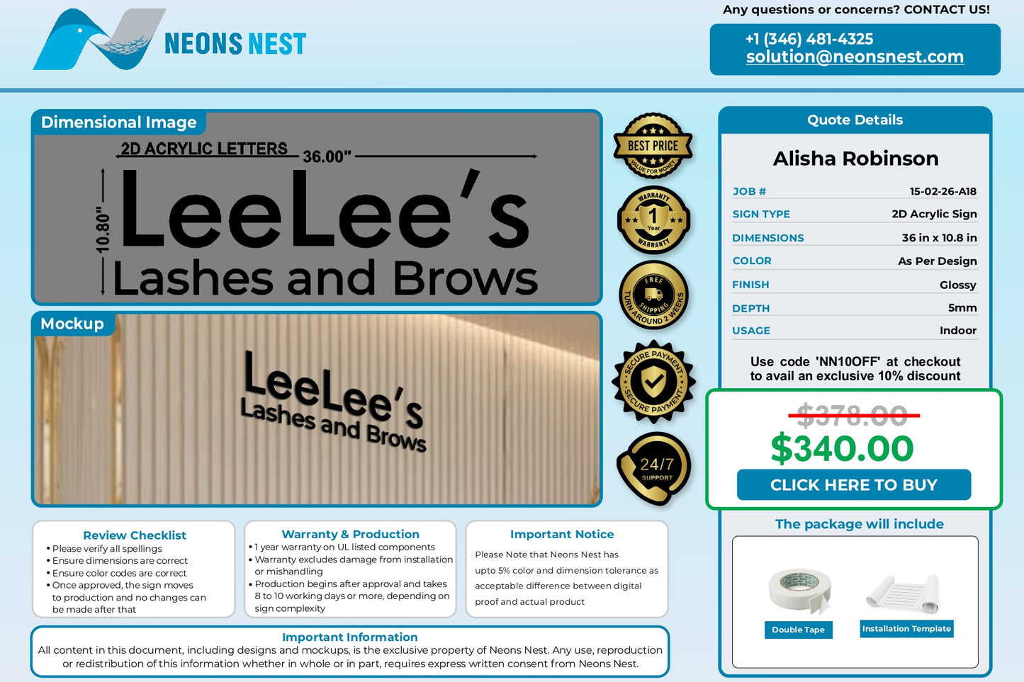 2D Acrylic Letters Sign-LeeLee's Lashes & Brows - Neonsnest.com