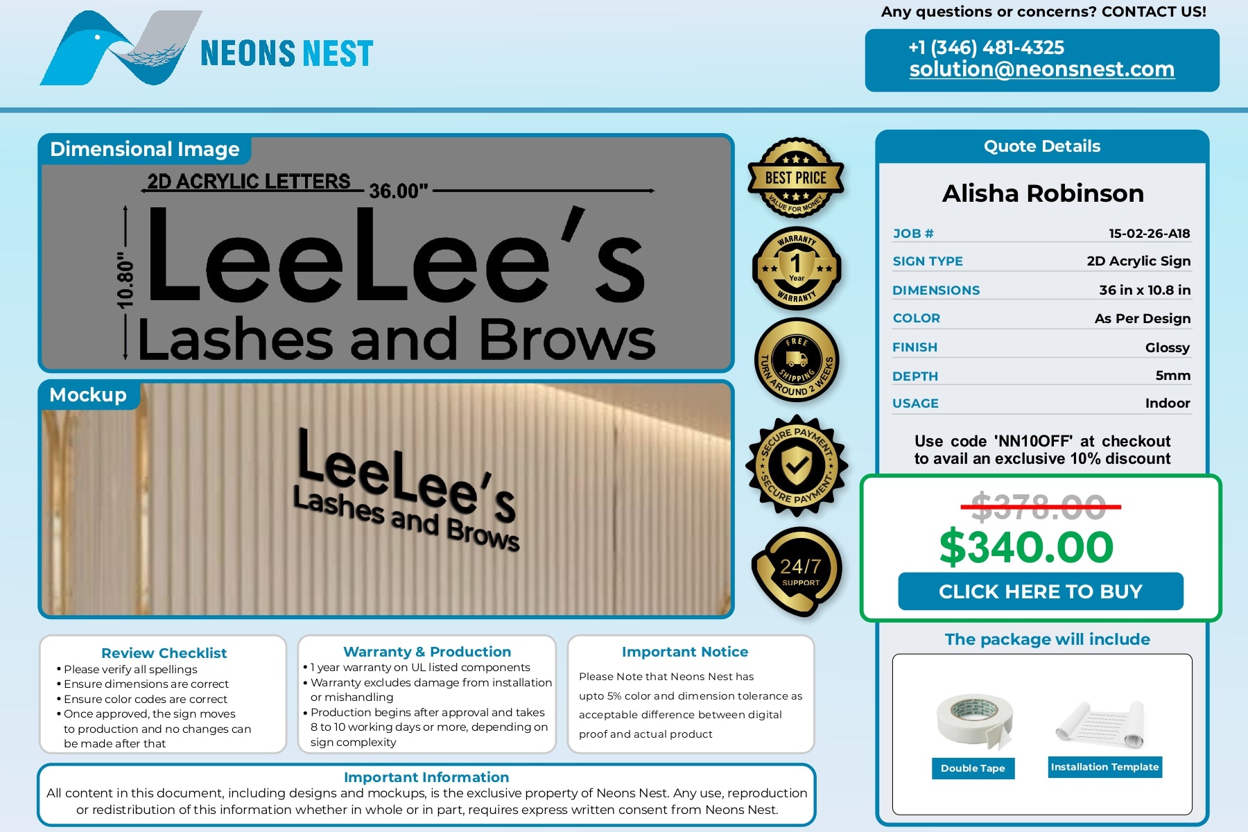 2D Acrylic Letters Sign-LeeLee's Lashes & Brows - Neonsnest.com