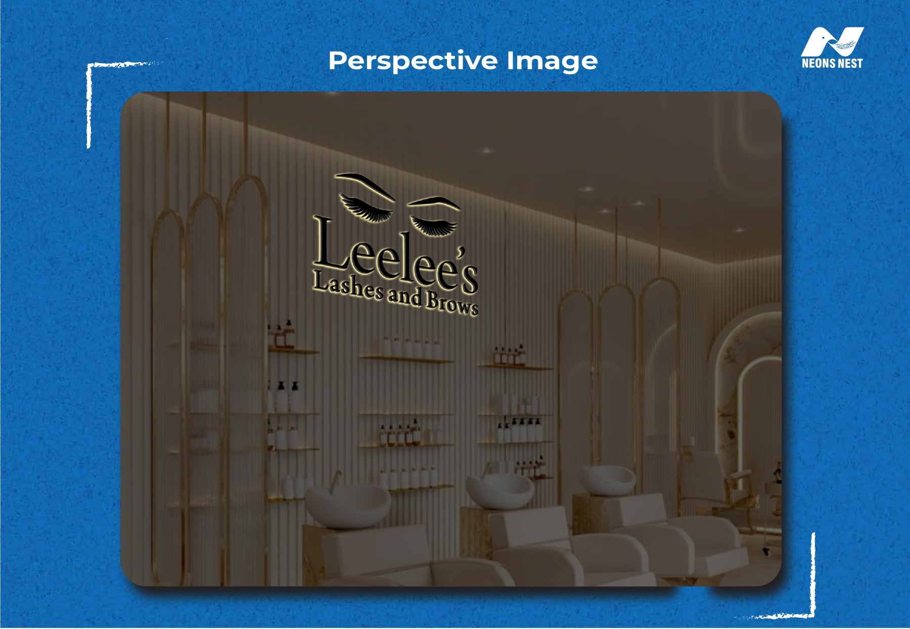 3D Metal Backlit Sign-LeeLee's Lashes & Brows - Neonsnest.com