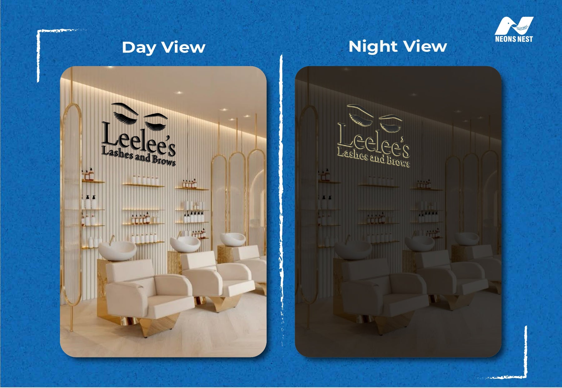 3D Metal Backlit Sign-LeeLee's Lashes & Brows - Neonsnest.com
