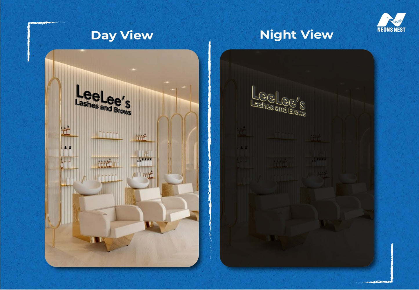 3D Metal Backlit Sign-LeeLee's Lashes & Brows - Neonsnest.com