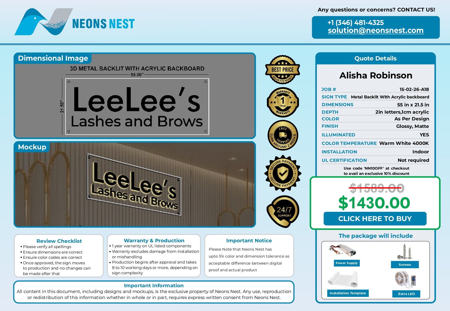 3D Metal Backlit With Acrylic Backboard-LeeLee's Lashes & Brows - Neonsnest.com