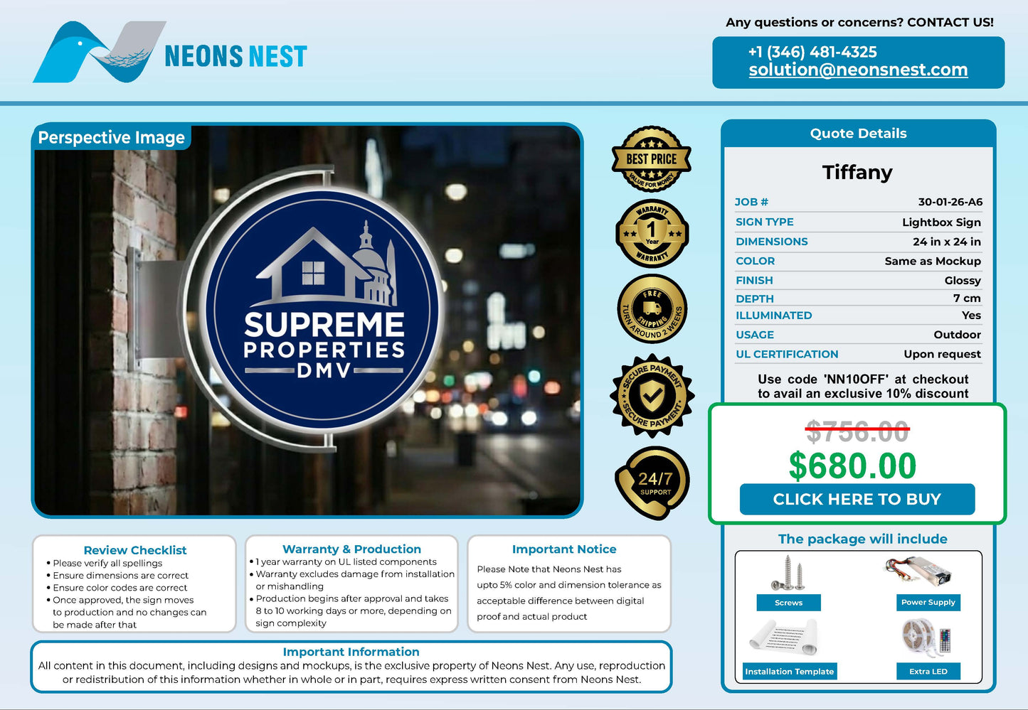Supreme Properties Lightbox Sign