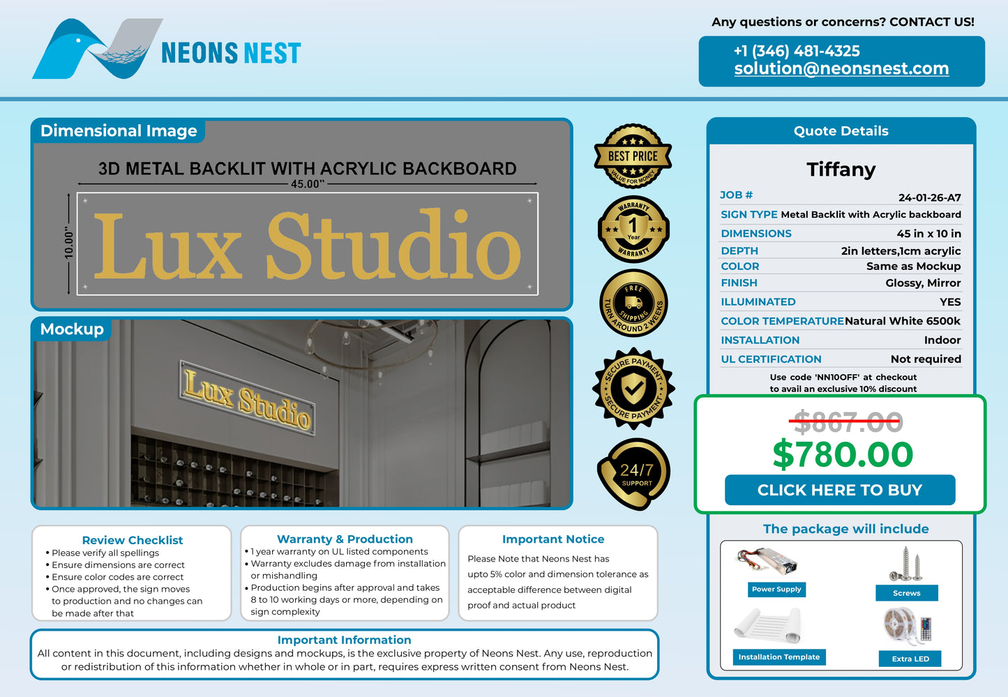Lux studio 3D Metal Back-Lit