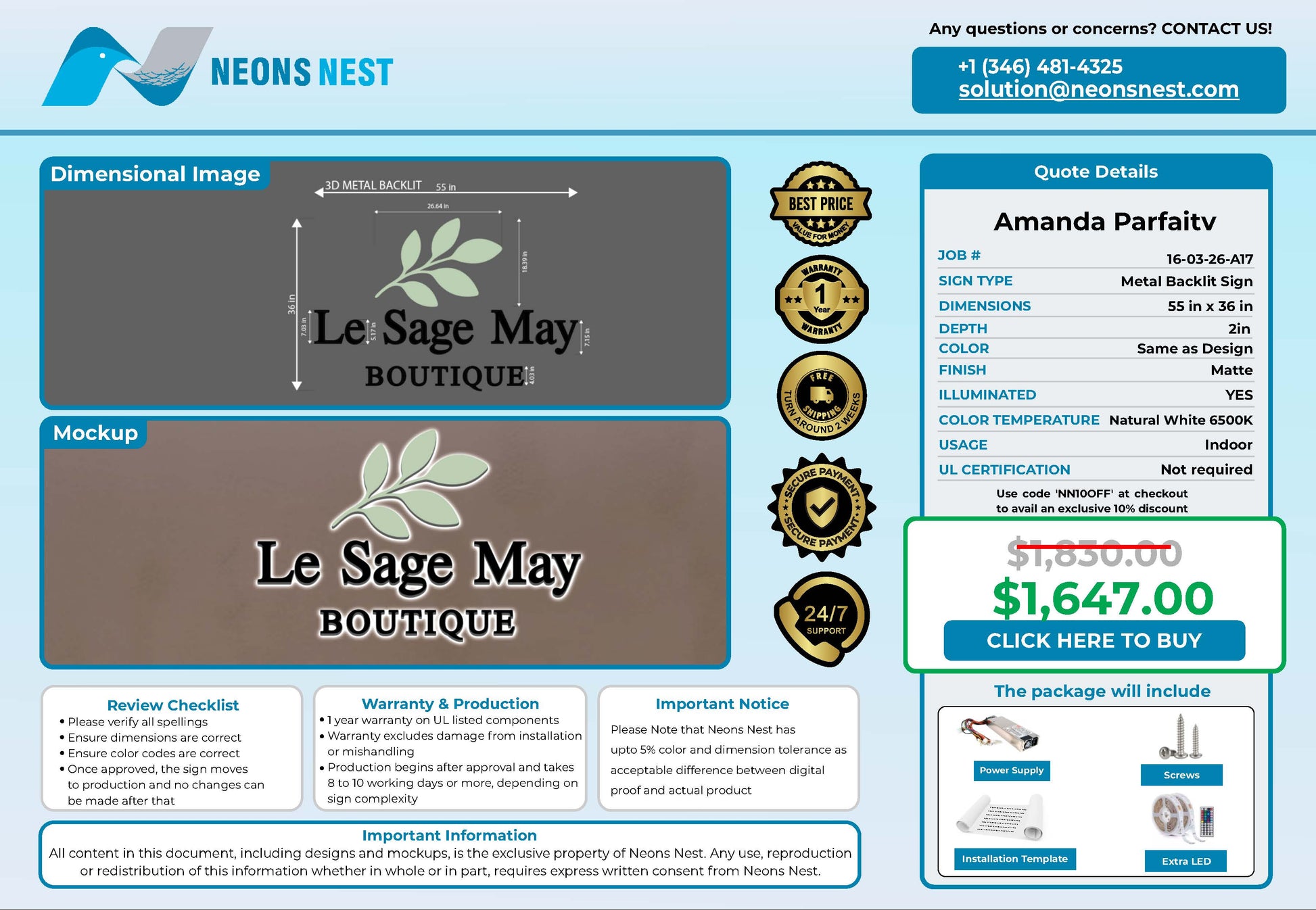 Le Sage May 3D Metal Backlit Sign - Neonsnest.com