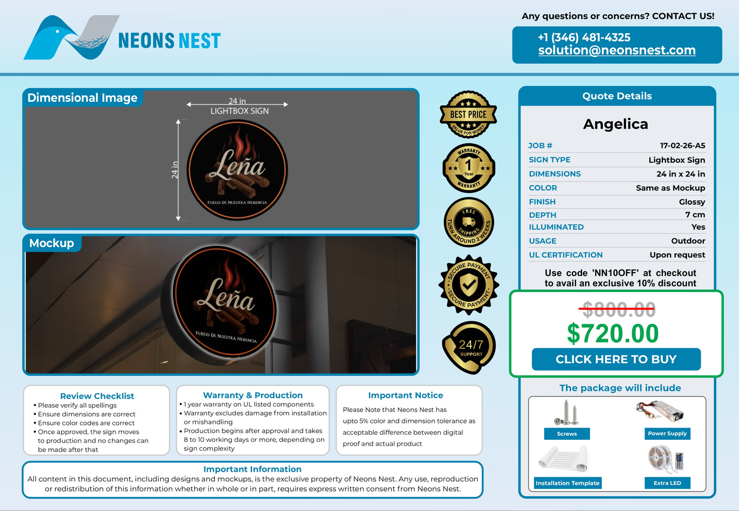 Leña 3D Lightbox Sign - Neonsnest.com
