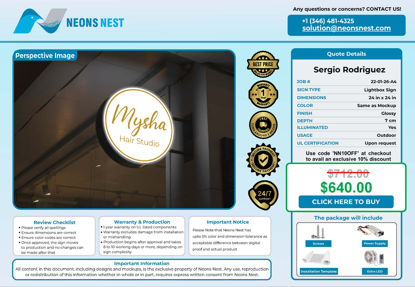 Mysha Hair Studio Lightbox Sign