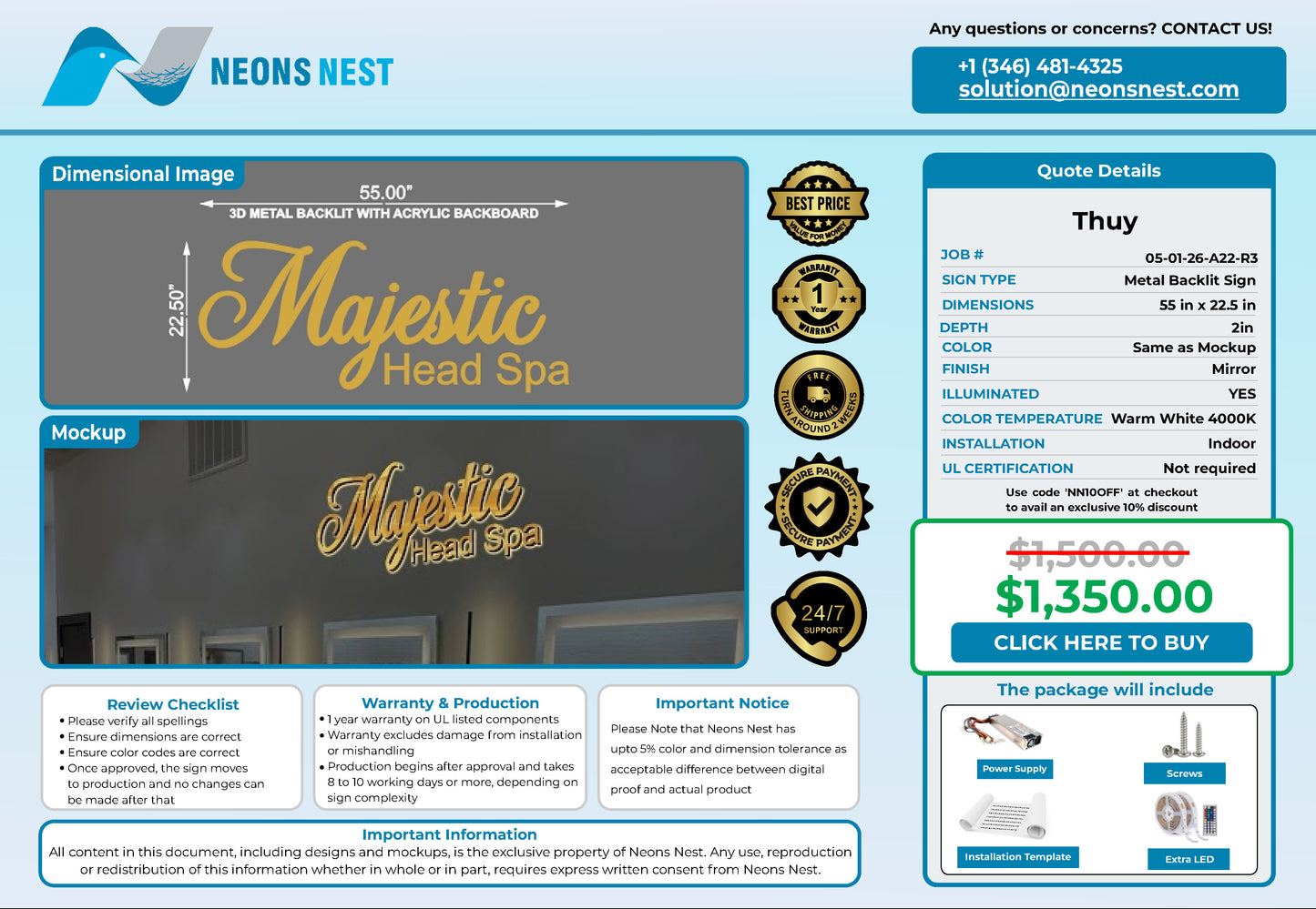 Majestic Head 3D Metal Backlit Signage v_3