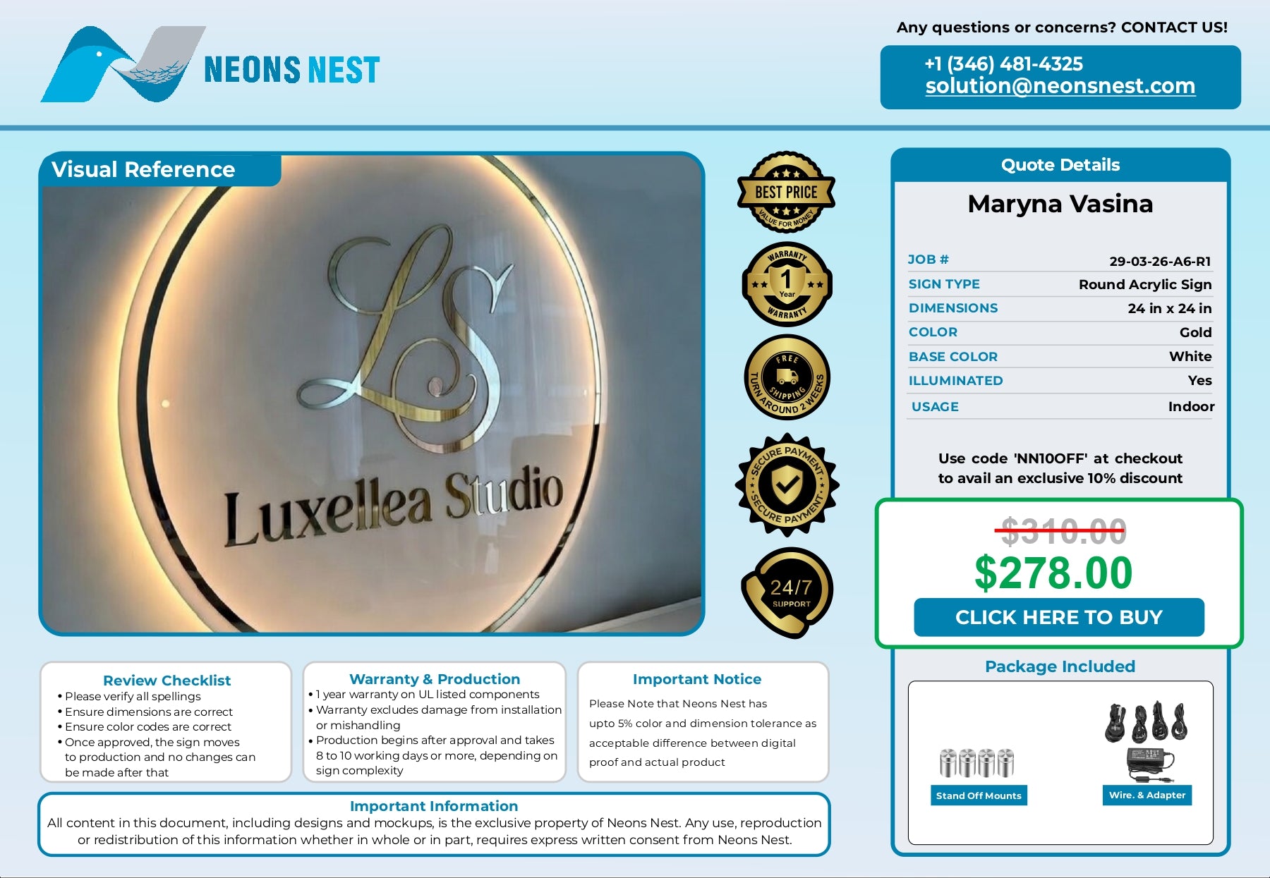 Round Acrylic Sign-MD Nail Studio - Neonsnest.com